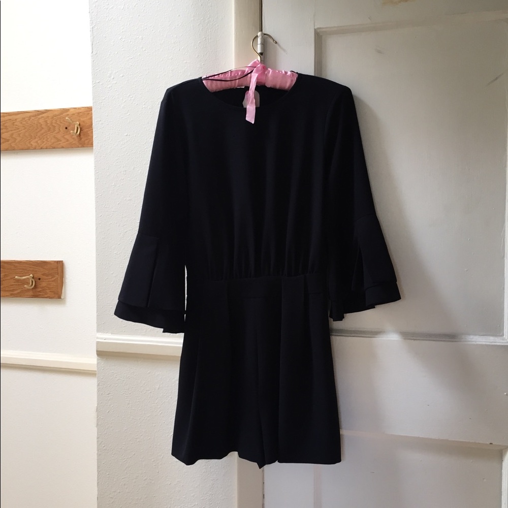 Zara navy jumpsuit with bell sleeves